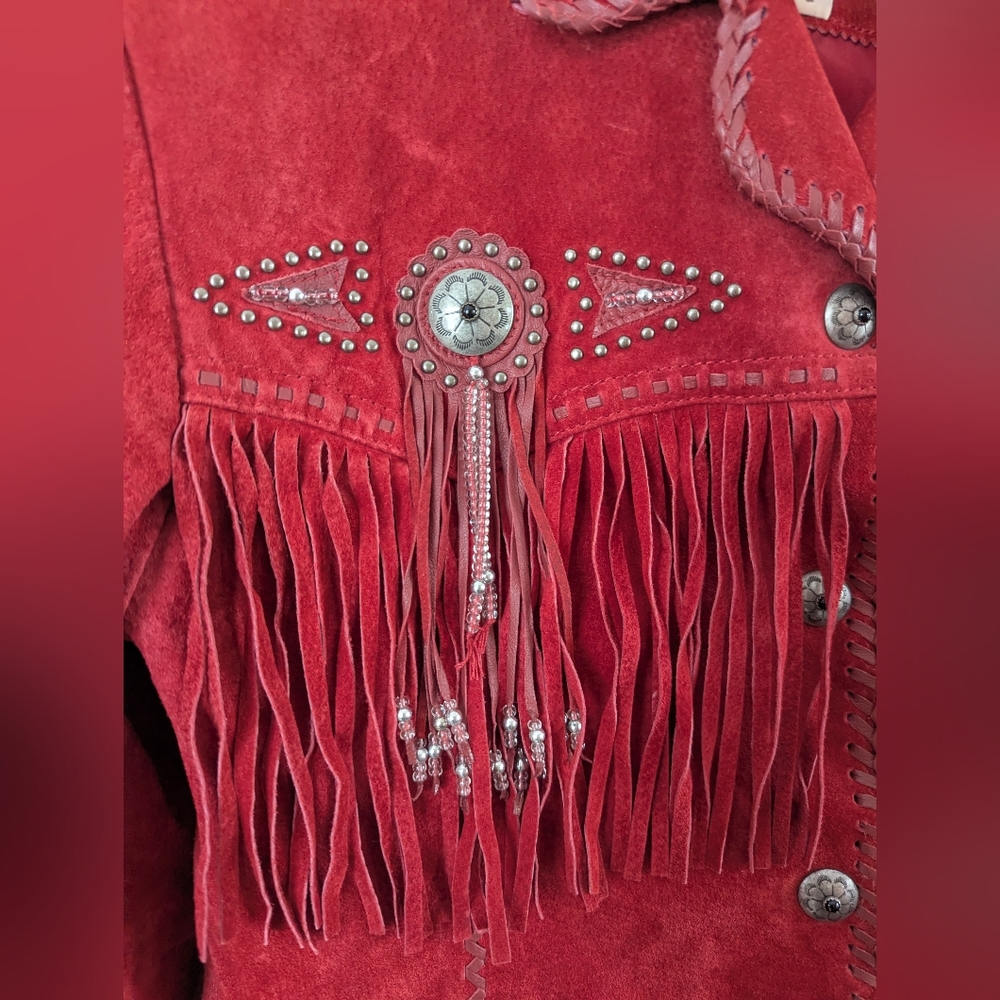 Scully Red Suede Fringe Leather Jacket (SIZE LARGE) - Picture 10 of 16